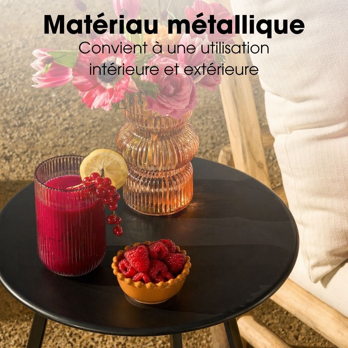 Table d'appoint extérieure SEATLE noir, MICA DECORATIONS