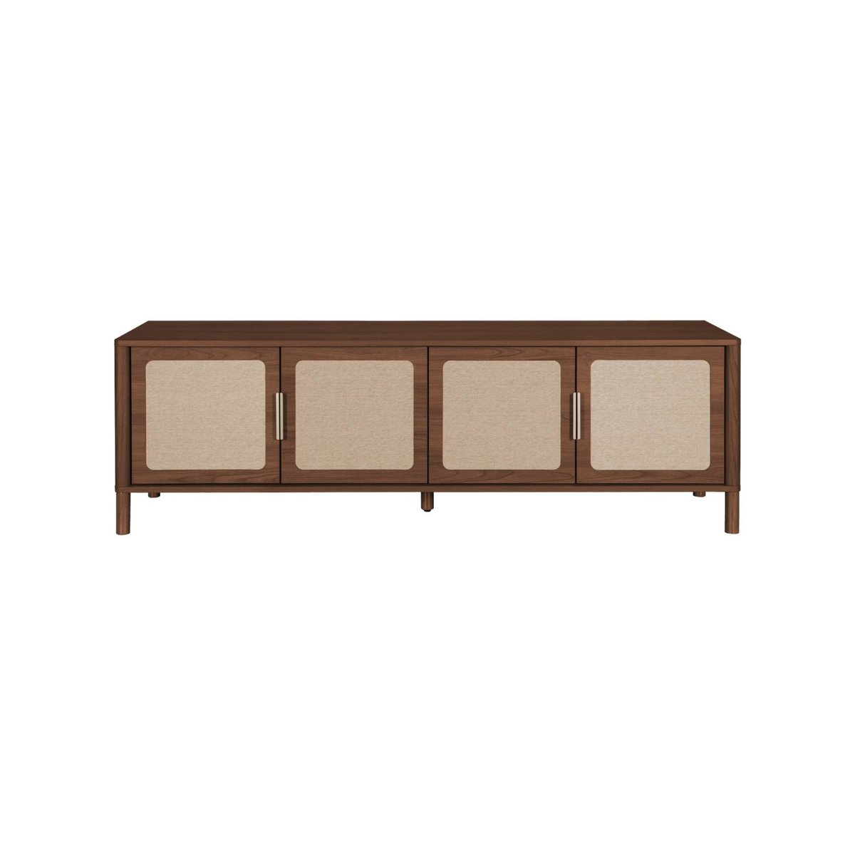Meuble TV vintage décor bois et cannage 4 portes 160cm ETTA noyer, SWEEEK