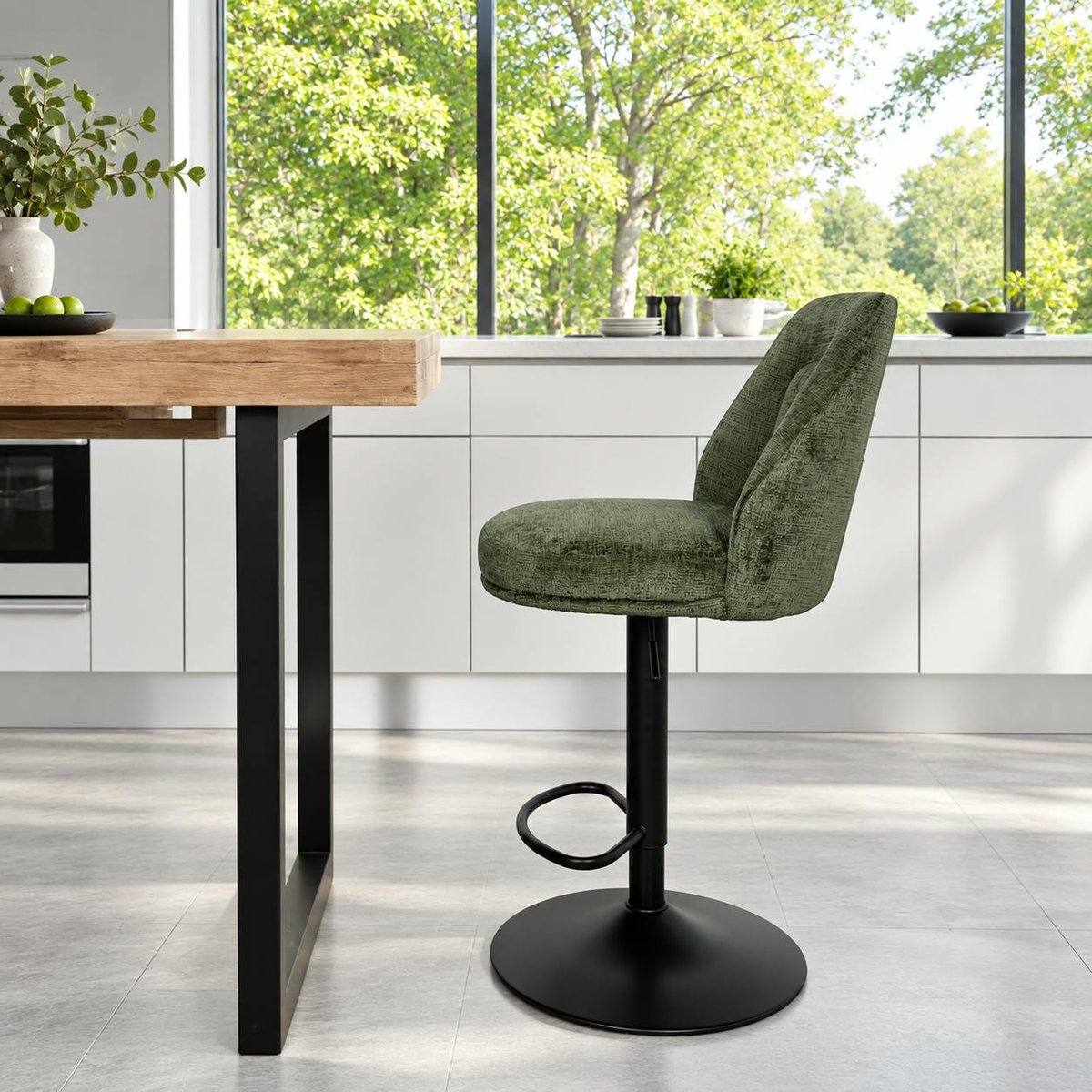 Chaise de bar pivotante et réglable (lot de 2) IENA vert, PIER IMPORT
