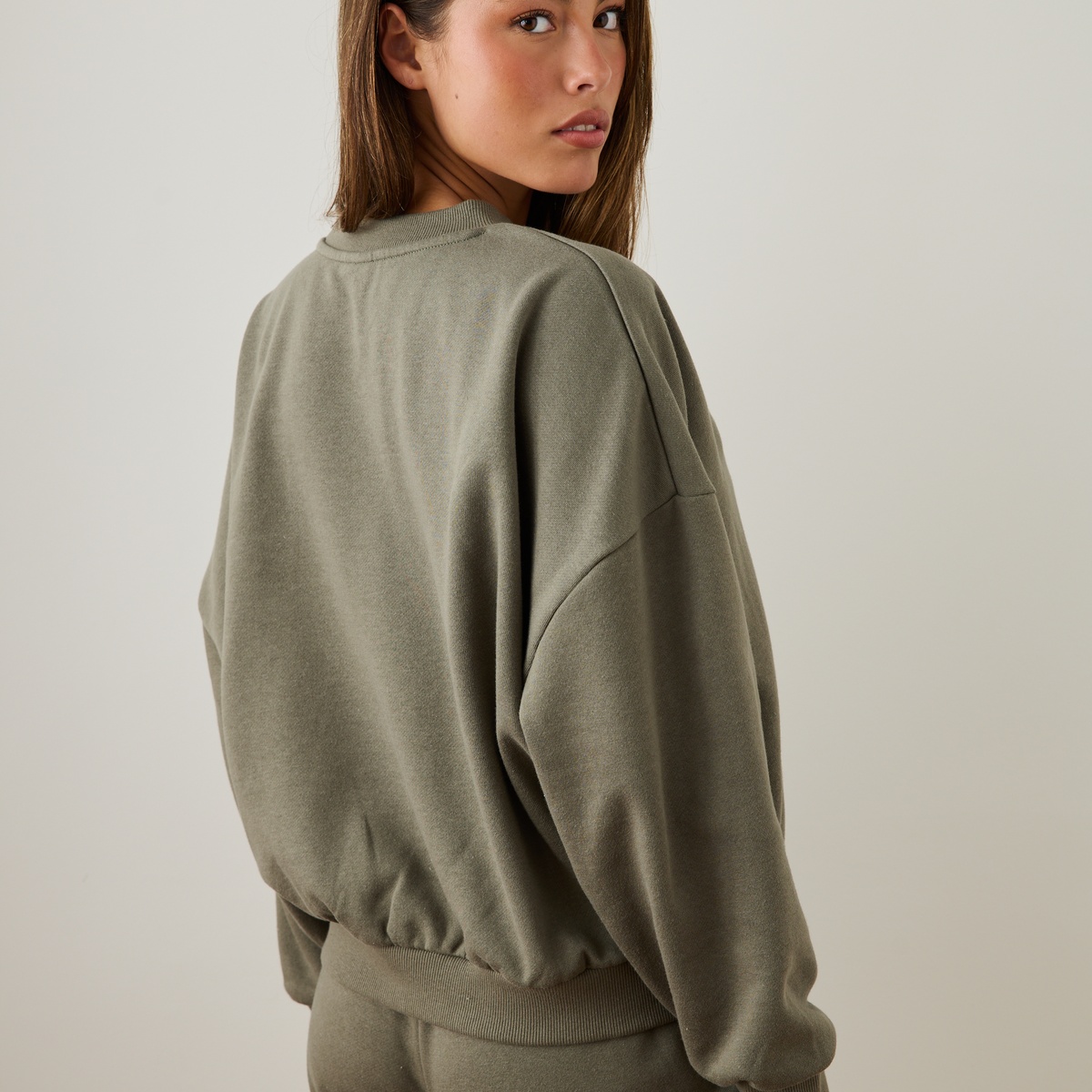 Sweat-shirt en molleton Selma kaki, VARIANCE