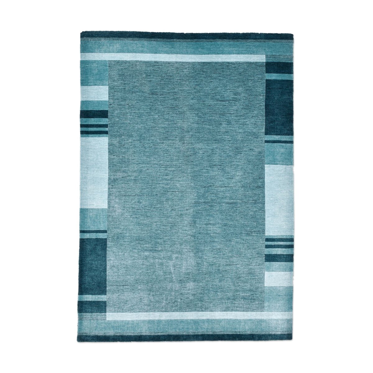 Tapis salon Arica tufté main laine viscose turquoise, THEKO