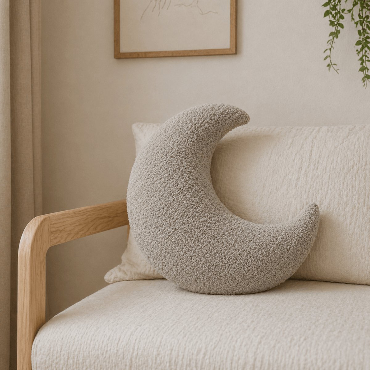 Coussin Lune Doux Chambre Bébé BOUCLE blanc, MEOW BABY
