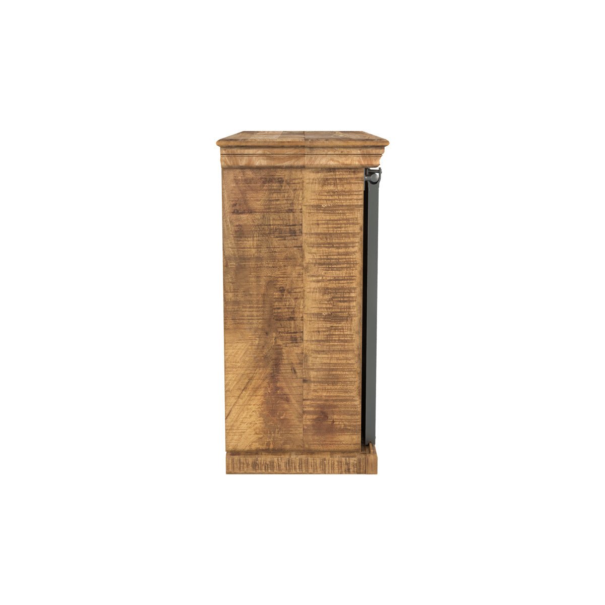 Petit buffet en bois et métal 1 porte 3 tiroirs - TABUK bois foncé et métal gris foncé, MAISON PAVANE