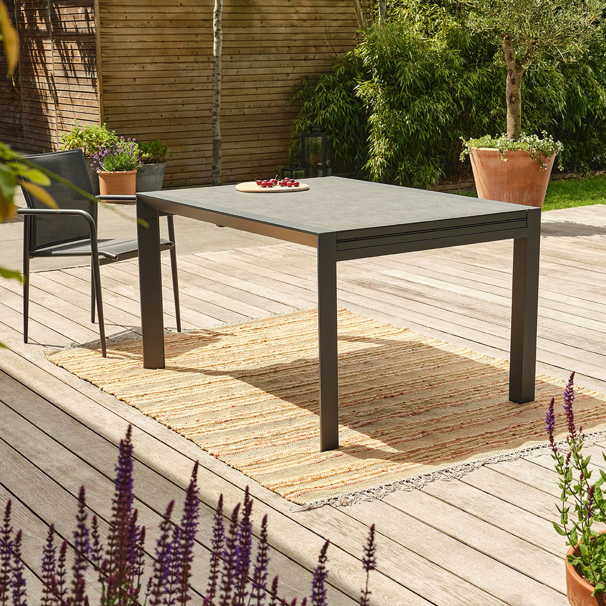 Table de jardin en aluminium gris extensible 6/10 pers. BASALT gris, BERAH GETAH