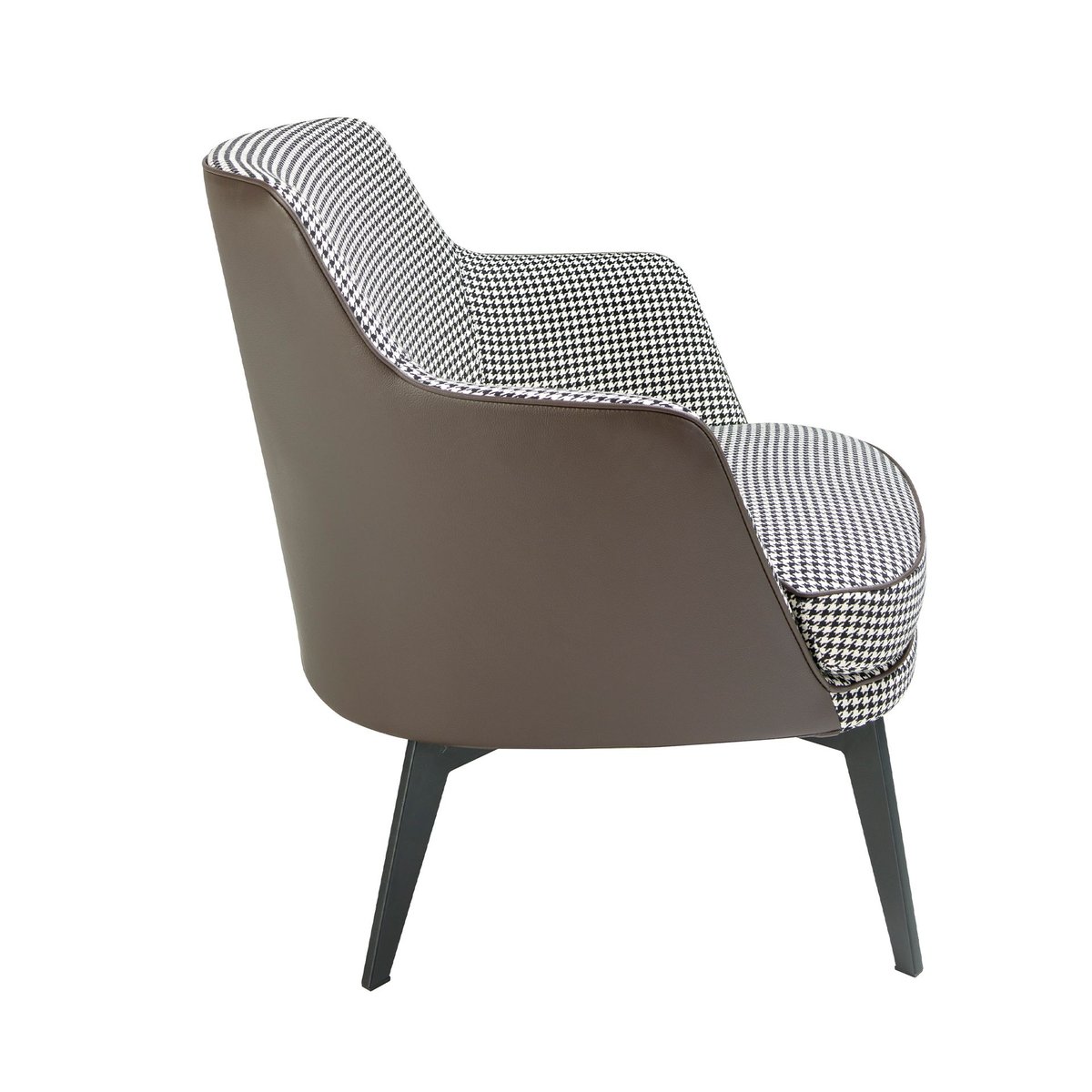 Fauteuil en similicuir brun chocolat et tissu noir et blanc blanc | noir | marron, ANGEL CERDA