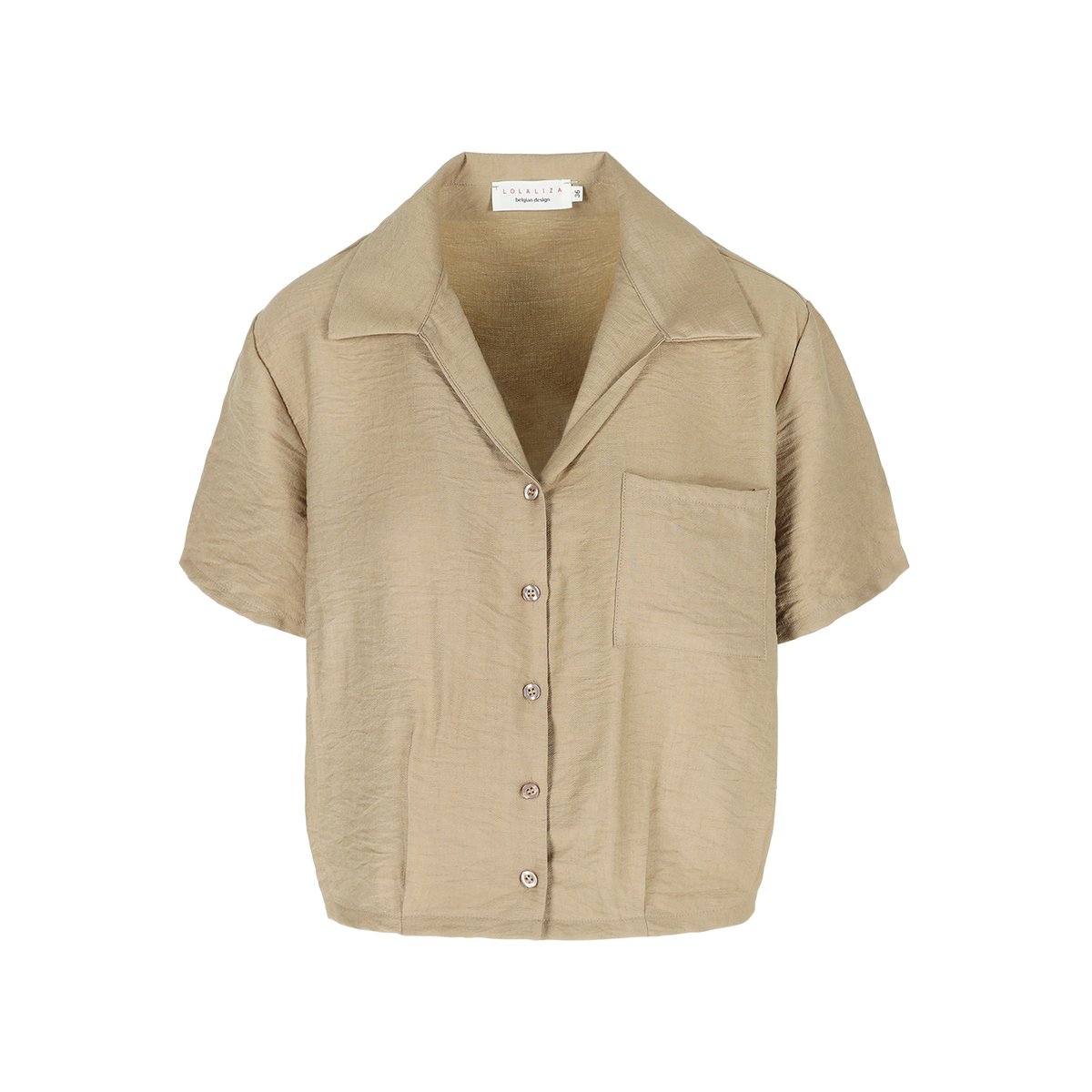 Chemise courte avec boutons beige coffee, LOLALIZA