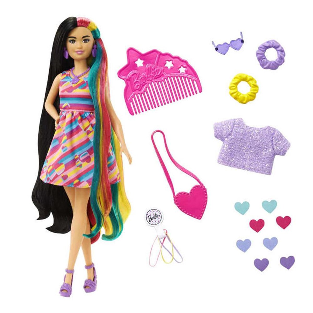 Barbie - ultra chevelure 3 thème cœurs - poupée mannequin - 3 ans et + multicolore, BARBIE