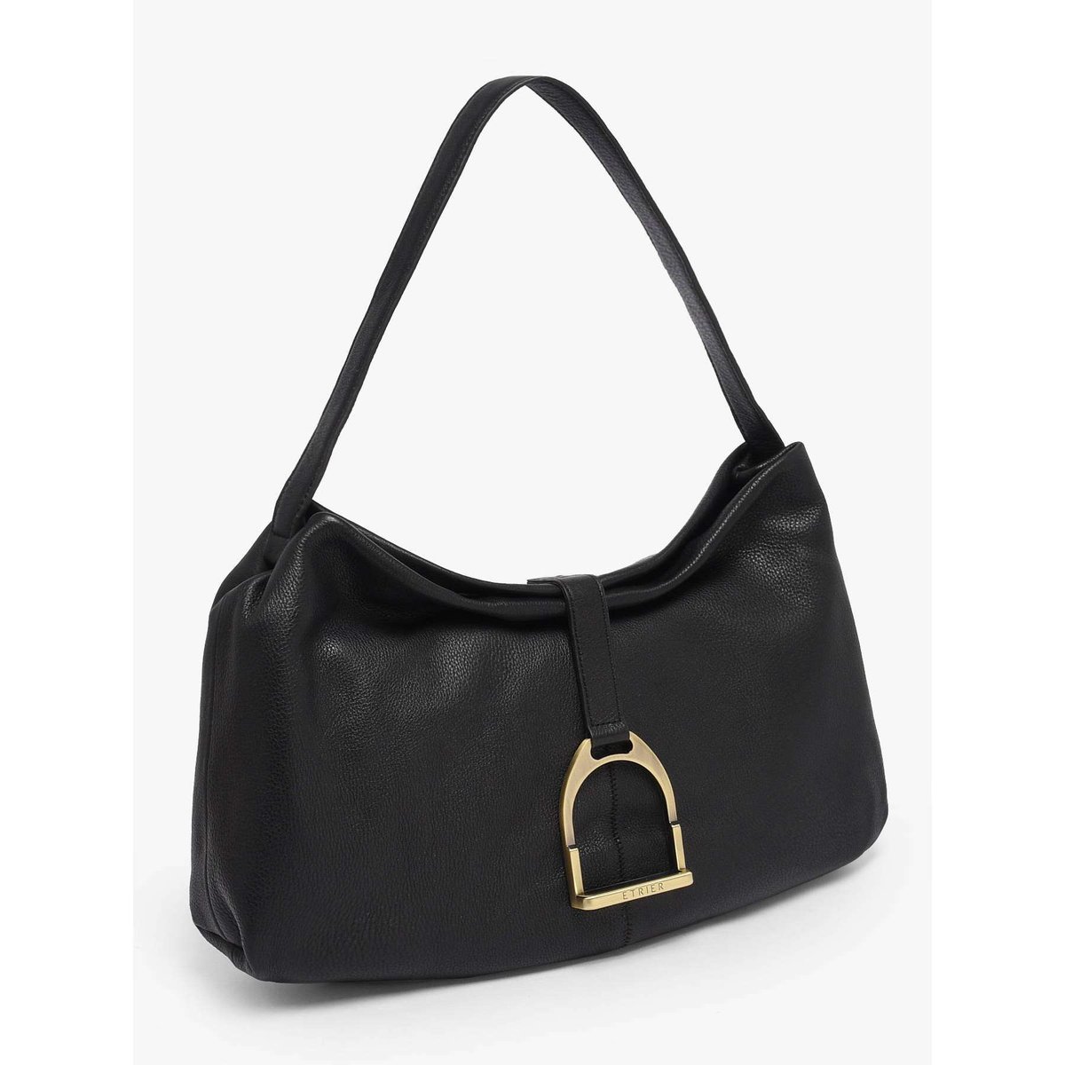 Sac porté épaule M Etalon cuir noir, ETRIER