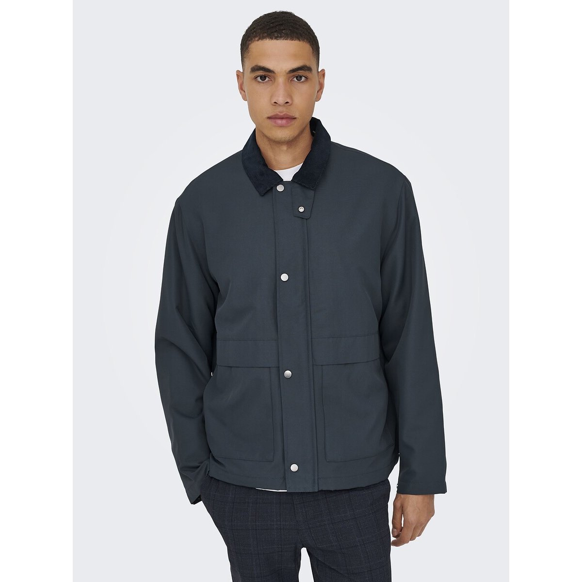 Giacca con collo in velluto a contrasto, Kosmo blu notte, ONLY & SONS