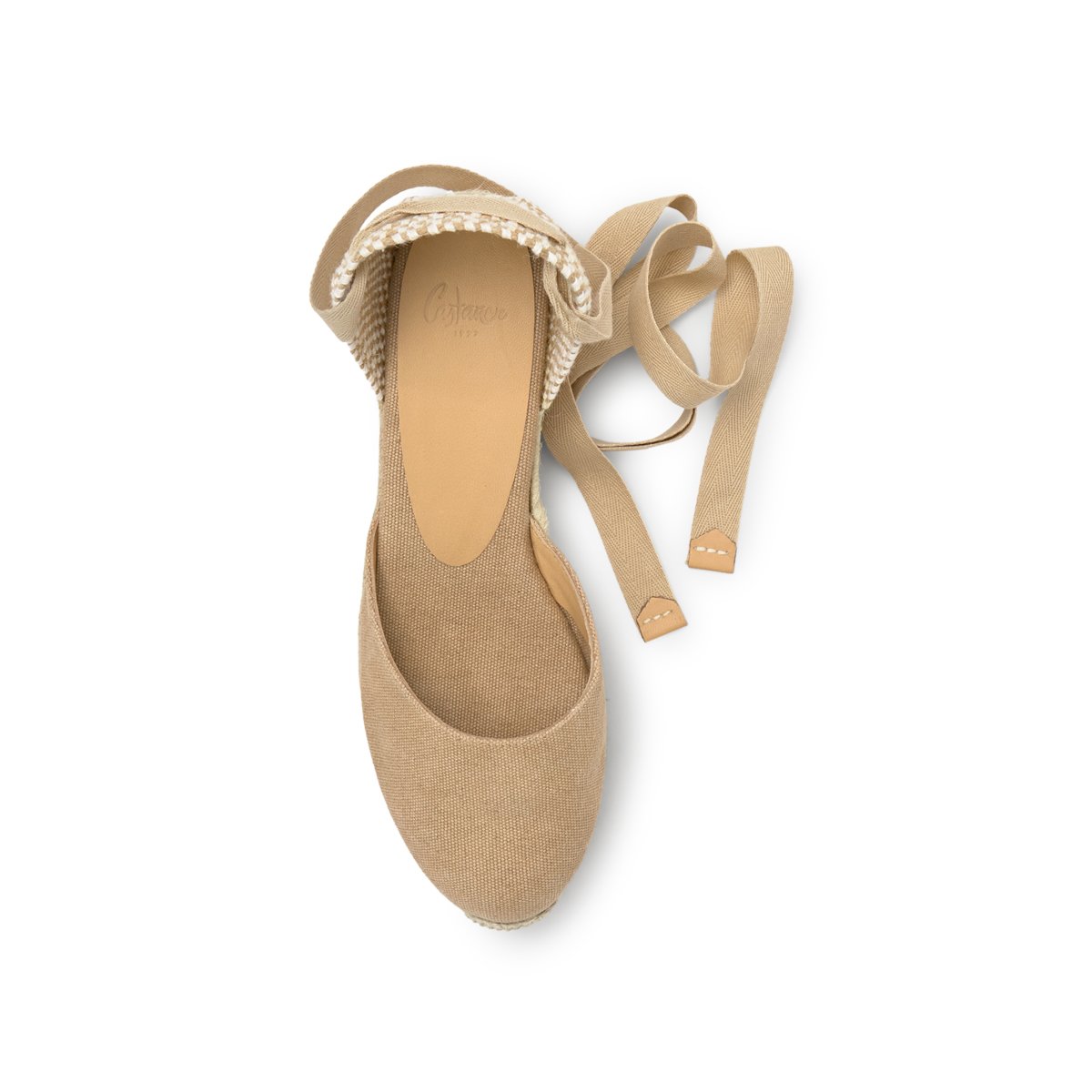 Espadrilles compensées à lacets avec plateforme tressée CARINA LIGHT PLATFORM sable, CASTANER
