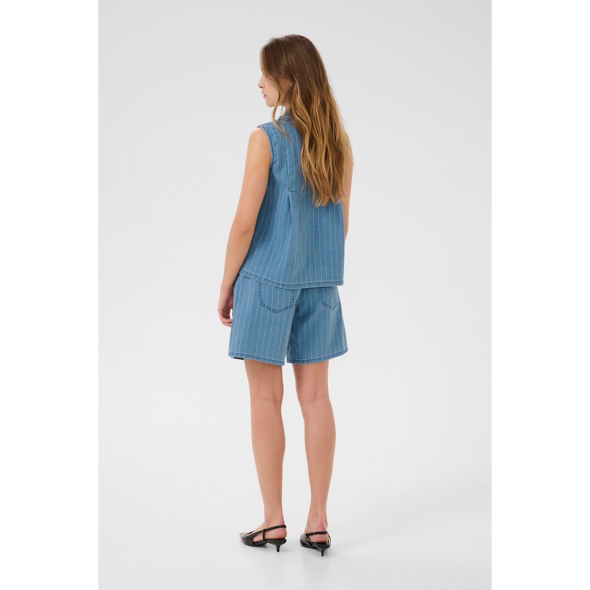 Short sleeved shirt bleu light blue denim, CULTURE