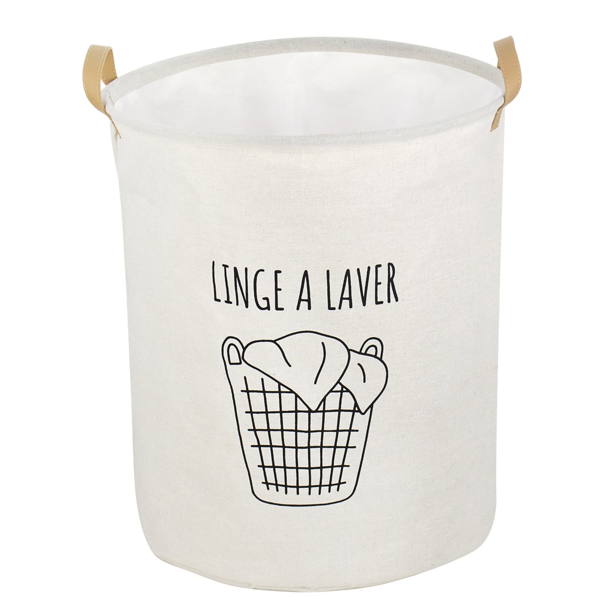 Panière à linge avec anses ecru, HOME MAISON
