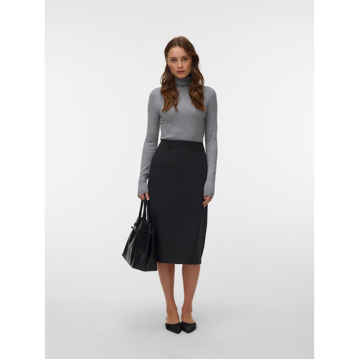 Jupe Crayon dark grey melange, VERO MODA