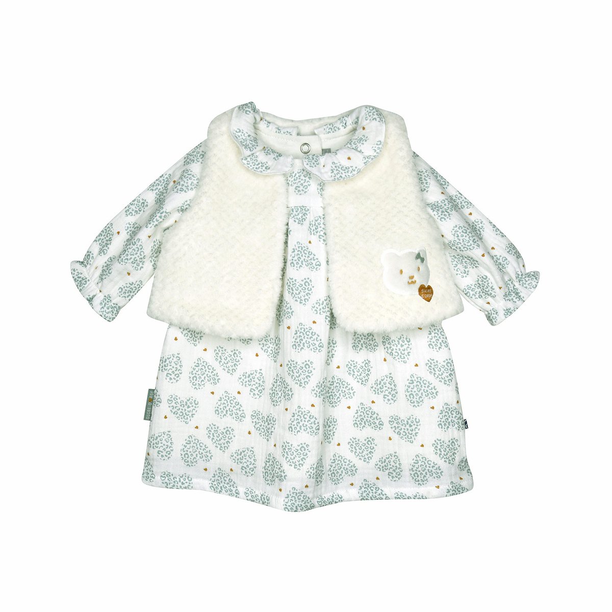 Robe gilet s/s mches sue vert, SUCRE D'ORGE