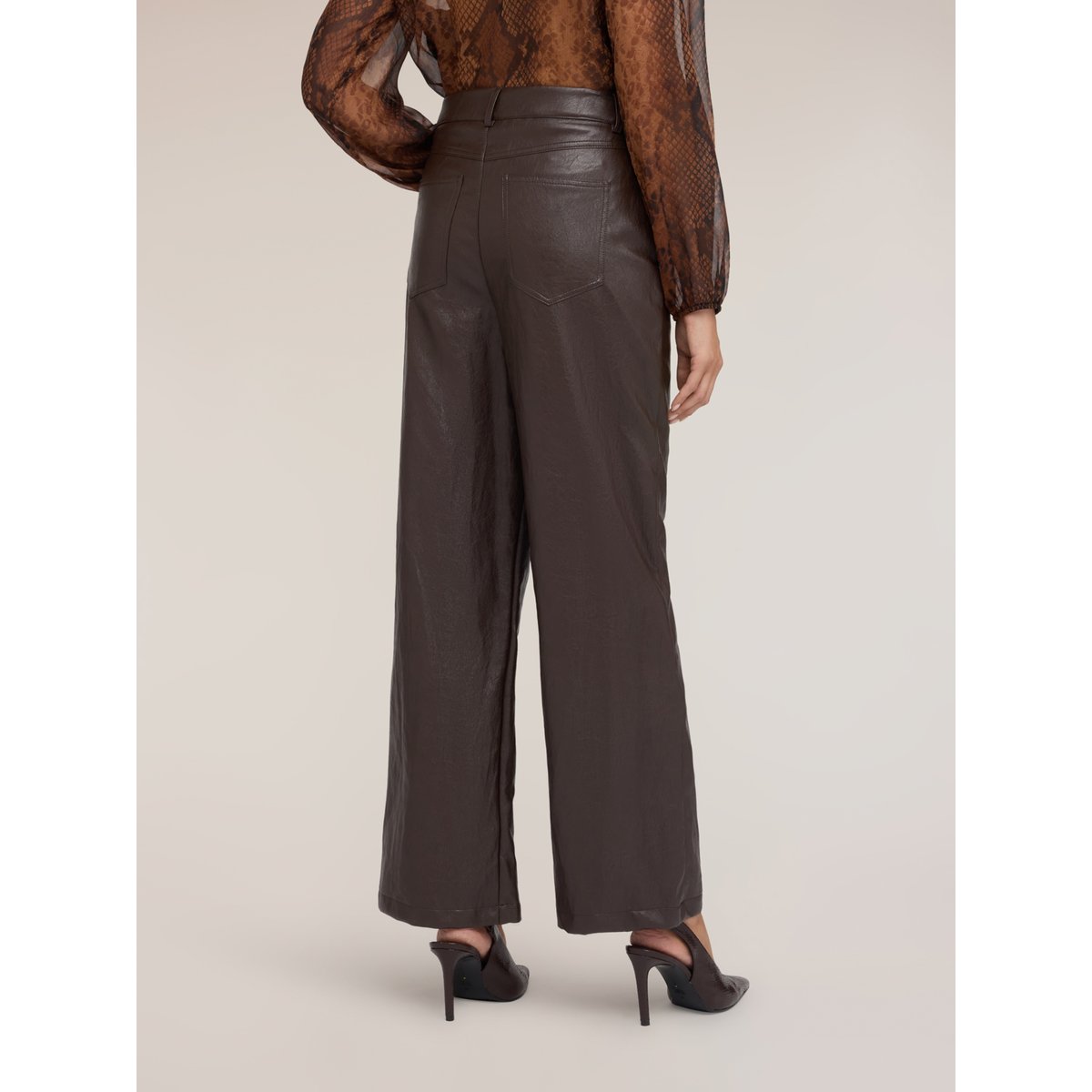 Pantalon palazzo brillant marron, MOTIVI
