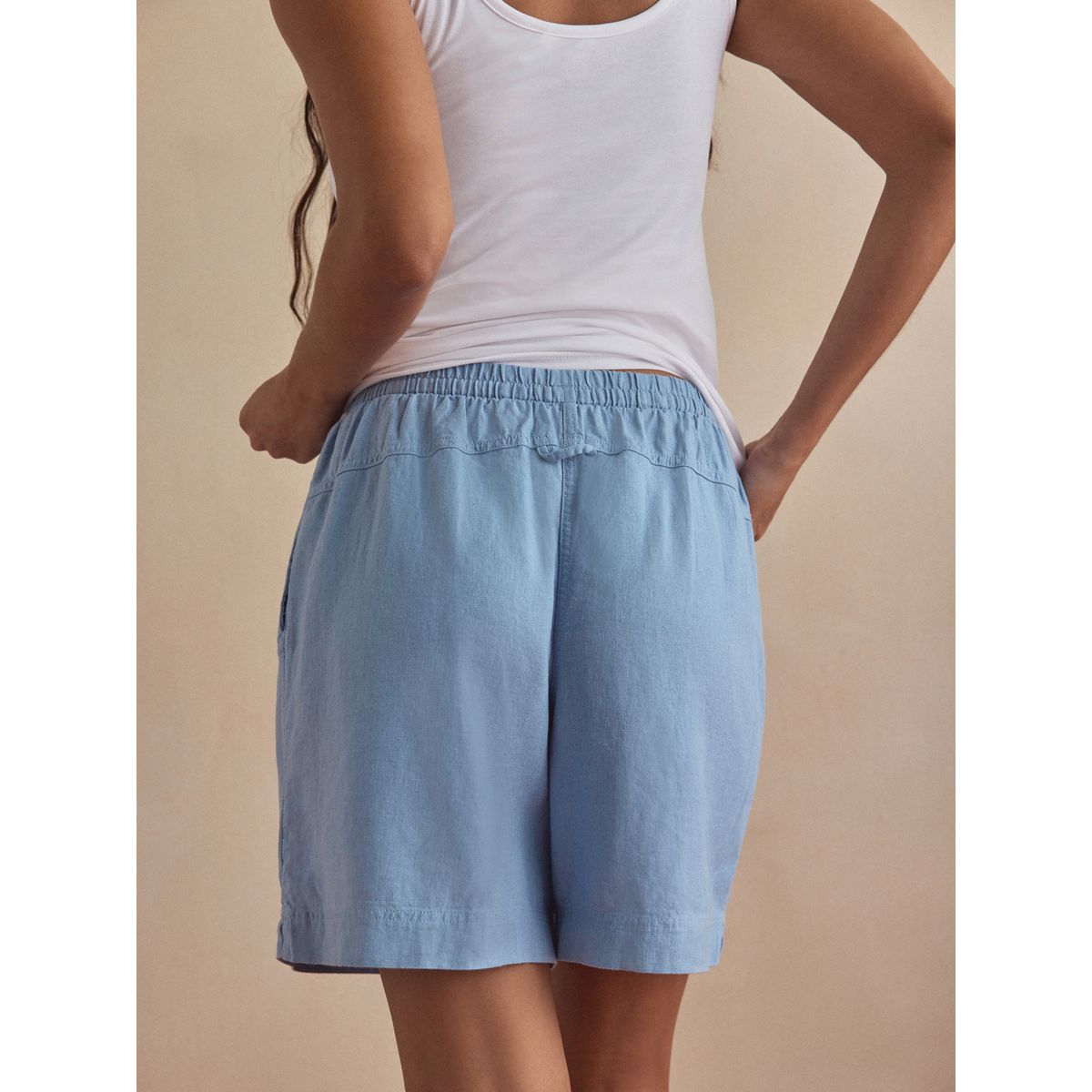 Short en lin et viscose mélangés, lot de 2 corail / bleu, NEXT