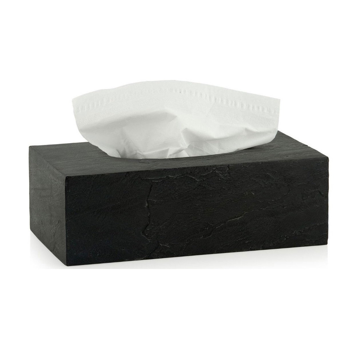 Boîte à Mouchoirs Rectangulaire en Polyrésine Noire Effet Ardoise noir, WADIGA