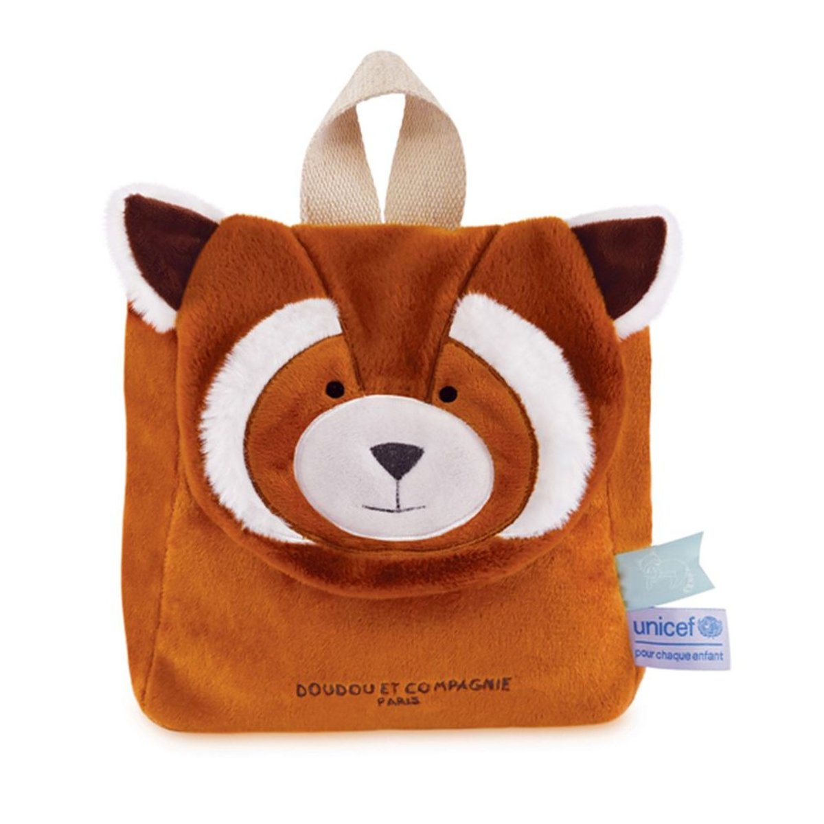 Sac à dos bébé marron, blanc, noir, DOUDOU ET COMPAGNIE