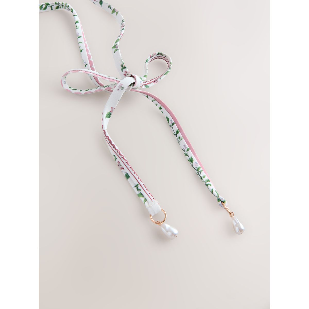 Haut de bikini triangle avec perles rose/crème ditsy floral, NEXT