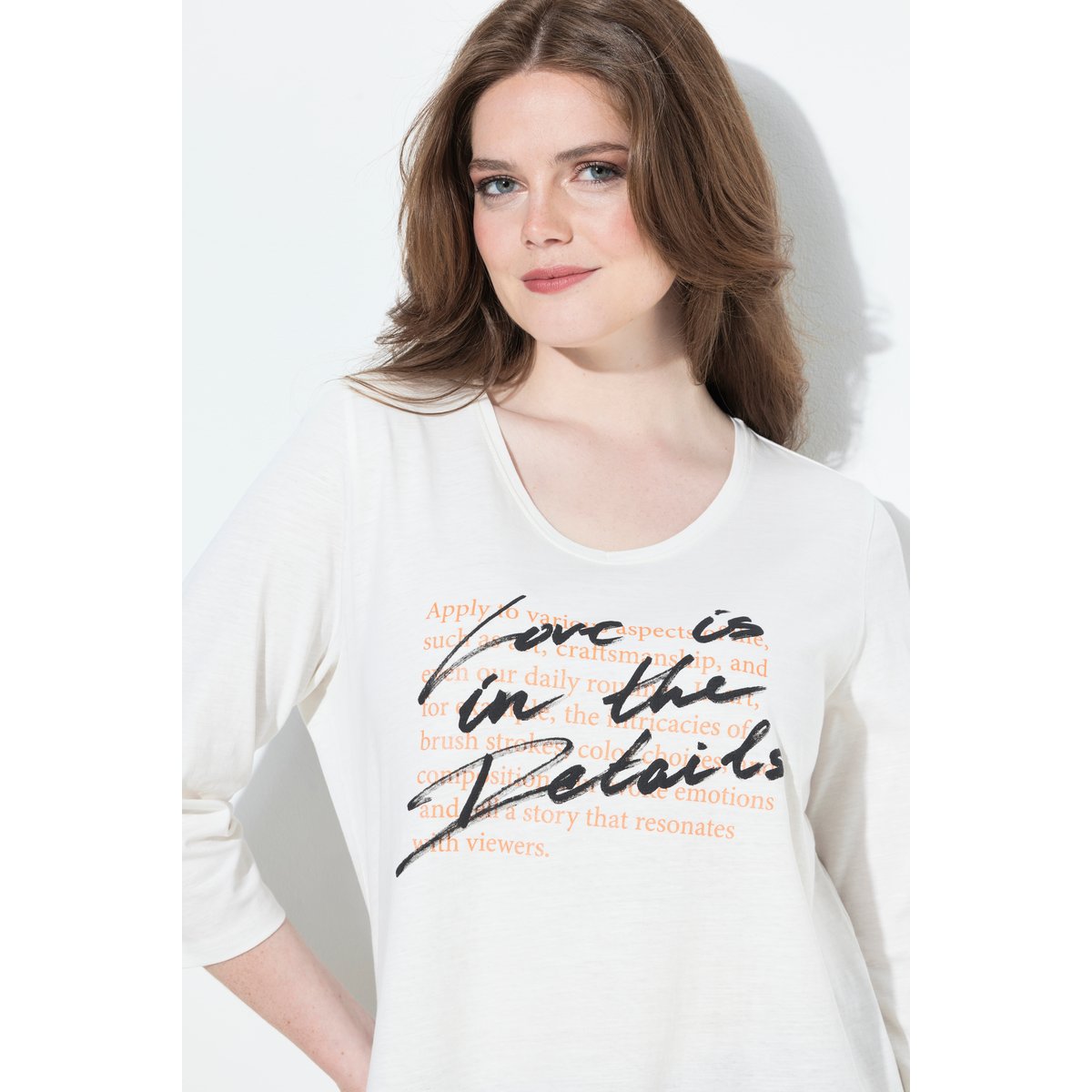 T-shirt à message blanc cassé, ULLA POPKEN