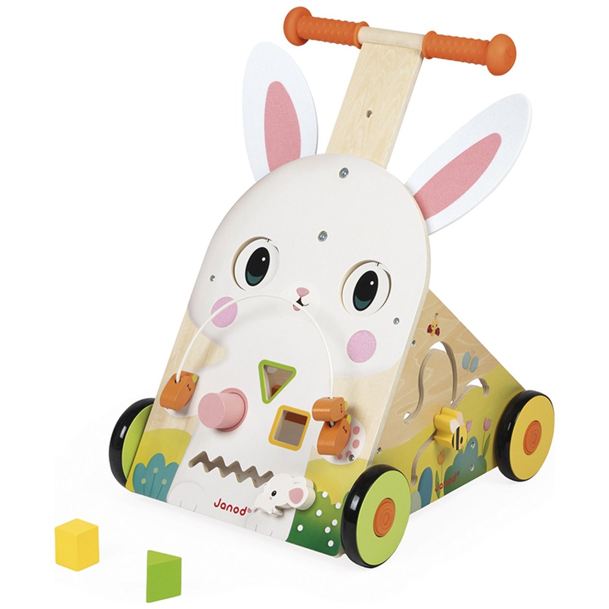 Chariot de marche multi-activités blanc, rose, vert, JANOD