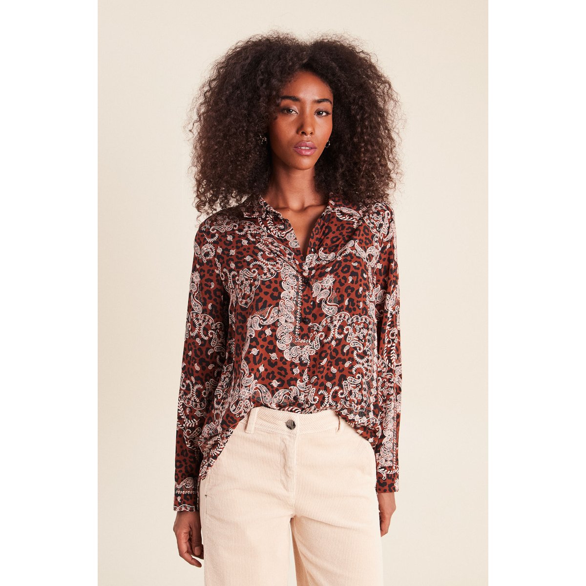 Chemise fluide manches longues marron, BREAL
