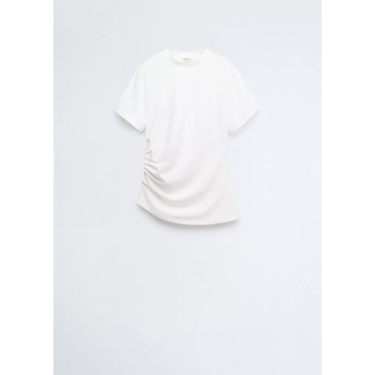 T-shirt froncé coton blanc, MANGO