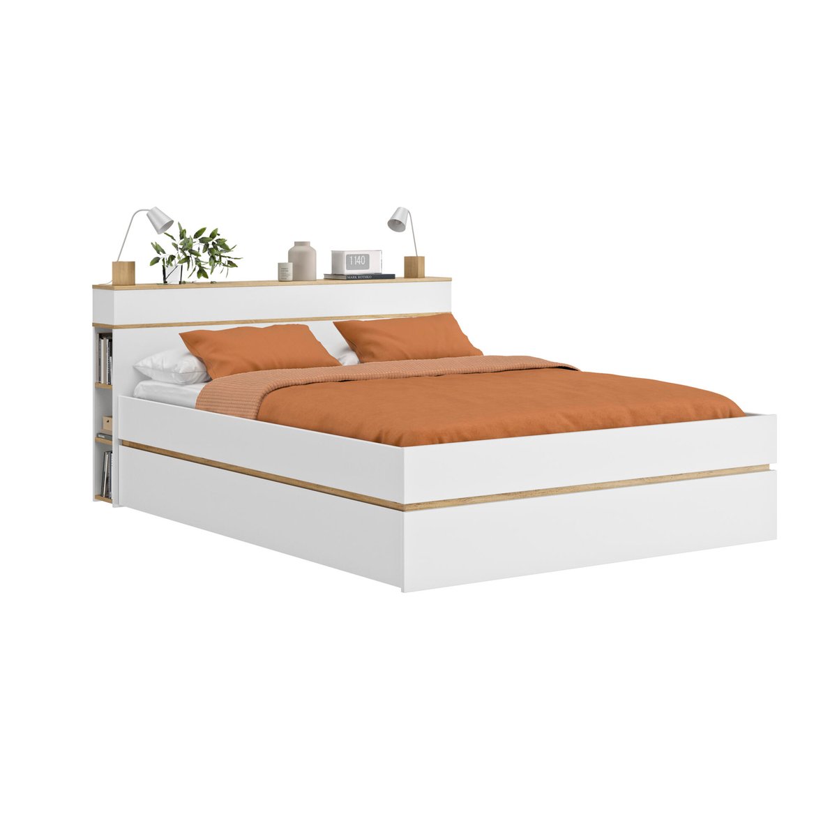 Lit cosy avec rangement intégré blanc, GAMI
