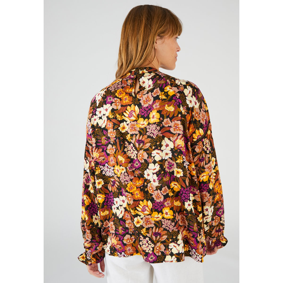 Blouse imprimé foral en fibres viscose imprimé noir, DAMART