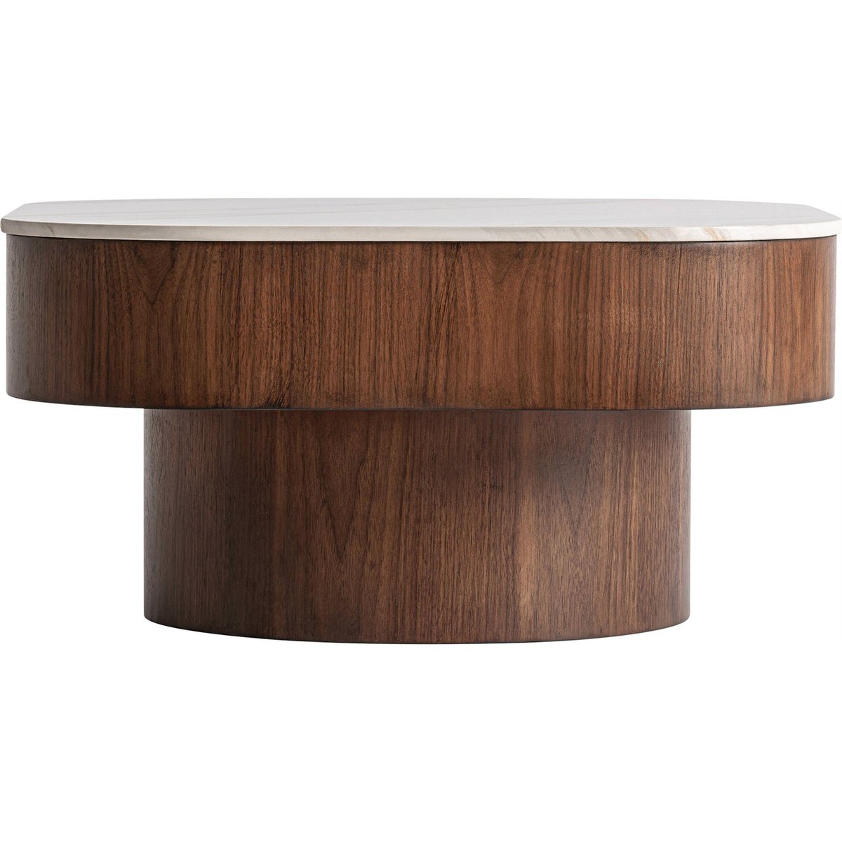 Table basse S.NEUFS marron bois et blanc marbré, RECOLLECTION