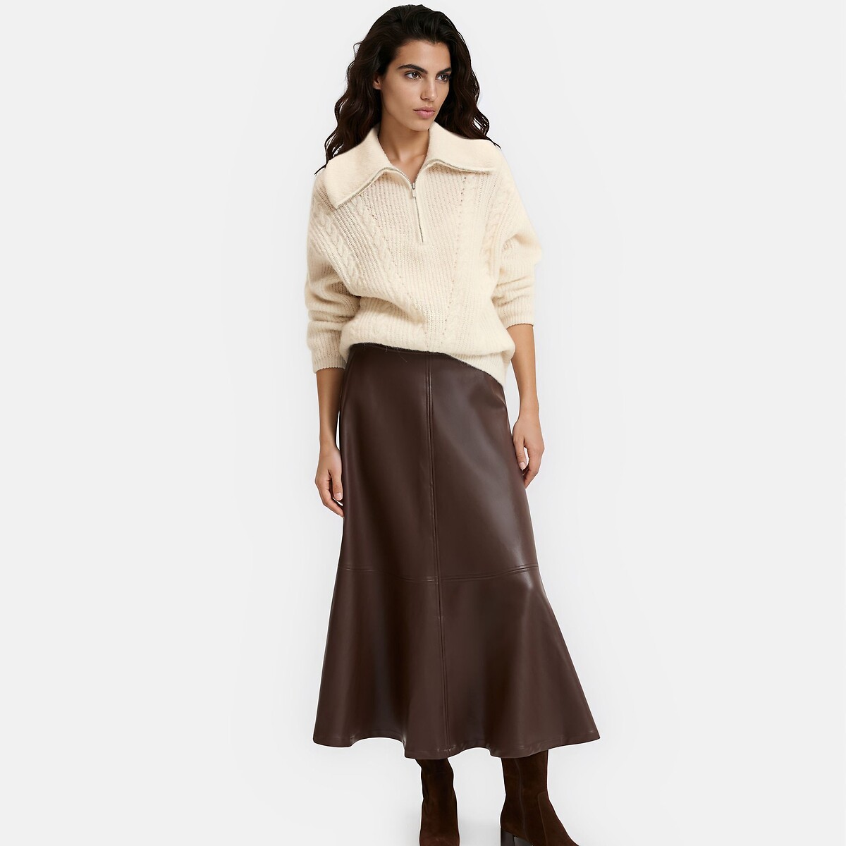 Pull col camionneur torsadé en alpaga mélangé ecru, LA REDOUTE COLLECTIONS