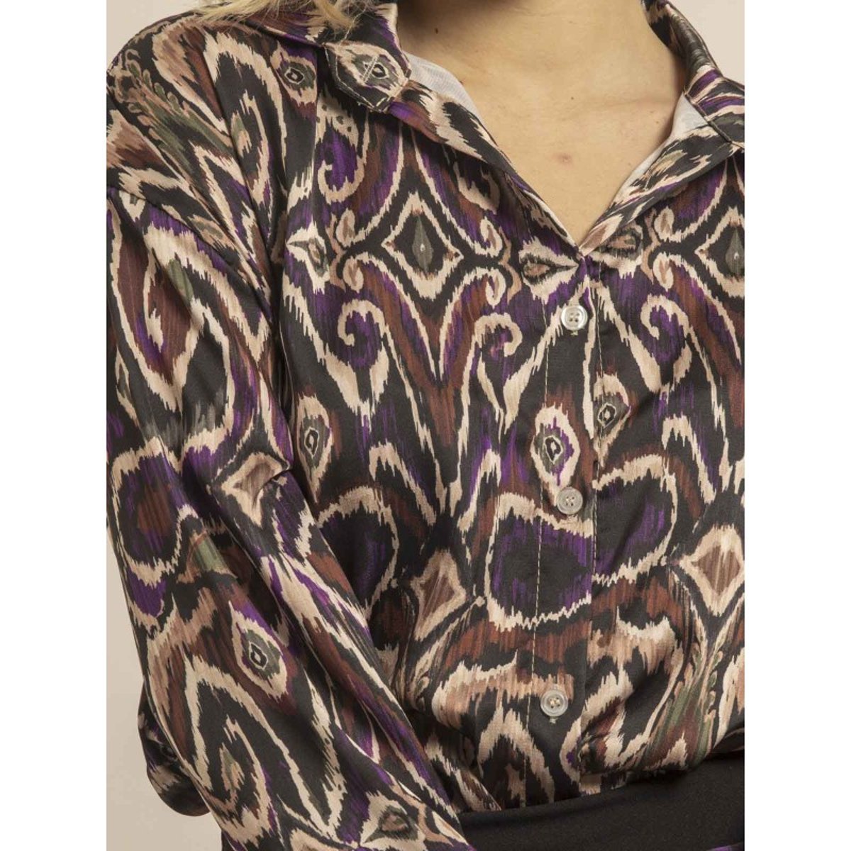 Chemise Fluide Motifs Otilie violet, DONA LISA