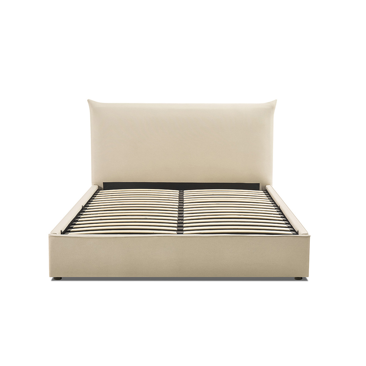 Lit coffre - Effet lin beige - OPÉRA beige, MAISON AUBERTIN
