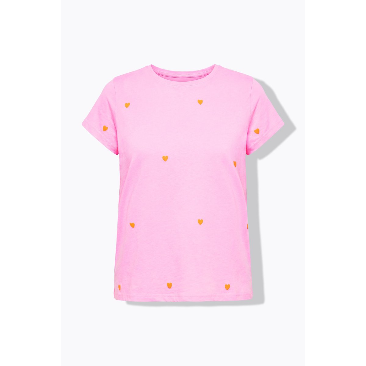 T-shirt à col rond, avec cœurs rose pâle, STUDIO UNTOLD
