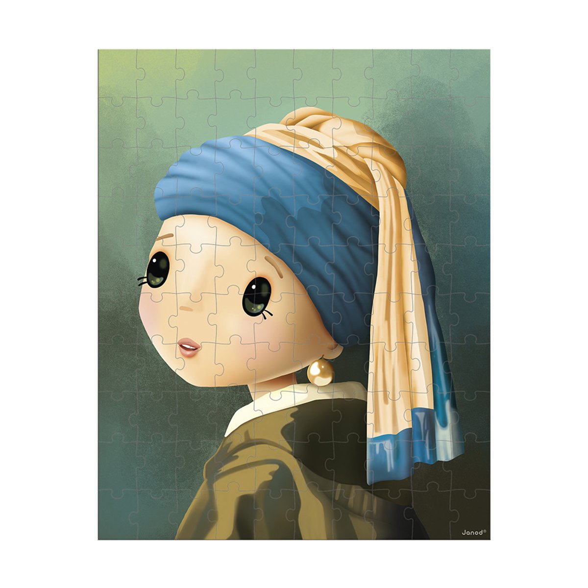 Puzzle 100 Pcs Inspiré De Vermeer vert, JANOD