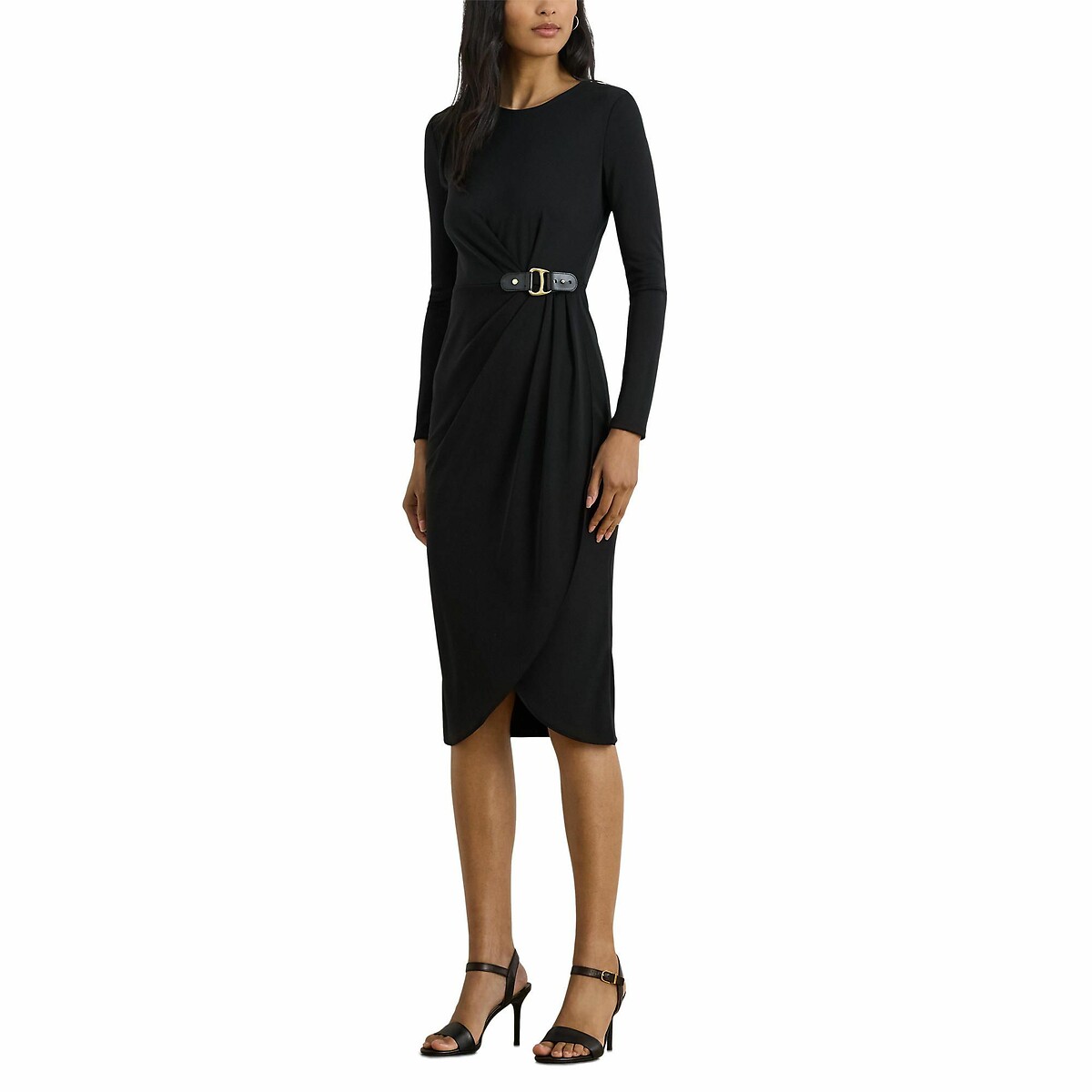 Midi Shift Dress with Long Sleeves black, LAUREN RALPH LAUREN
