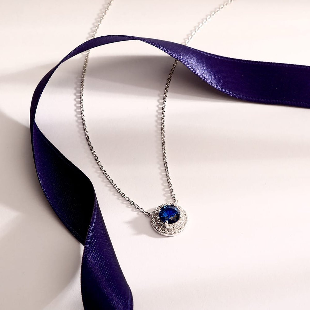 Colliers en Zircon/zircons Cubiques/argent 925/1000 Recyclé et Zircon argent/bleu, MORELLATO