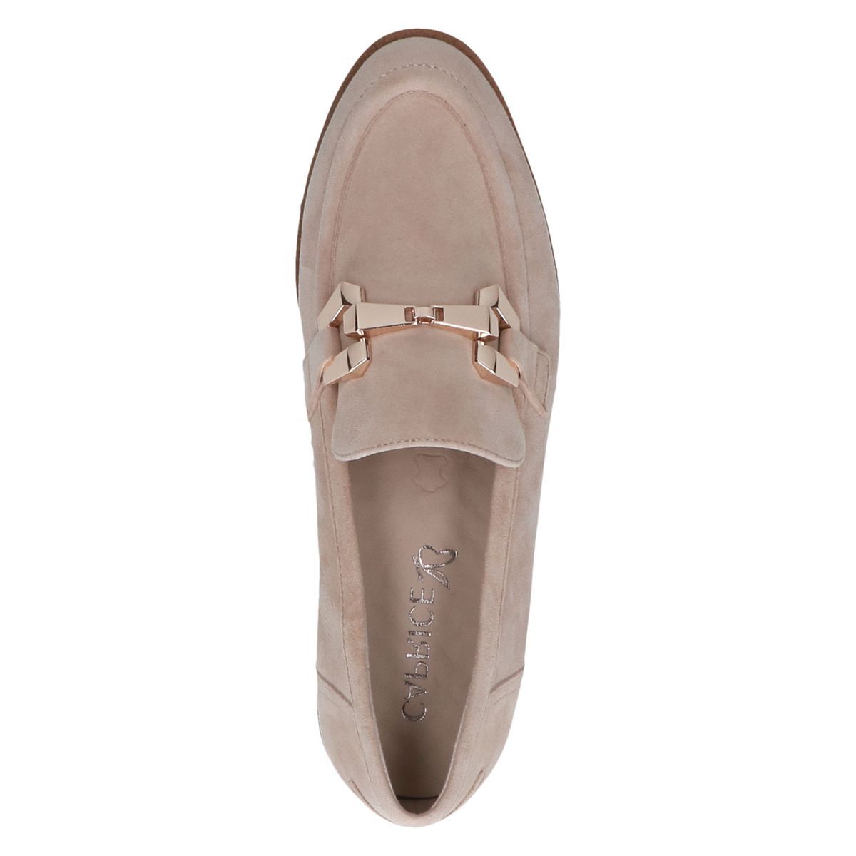 Slipper en cuir beige crème or, CAPRICE