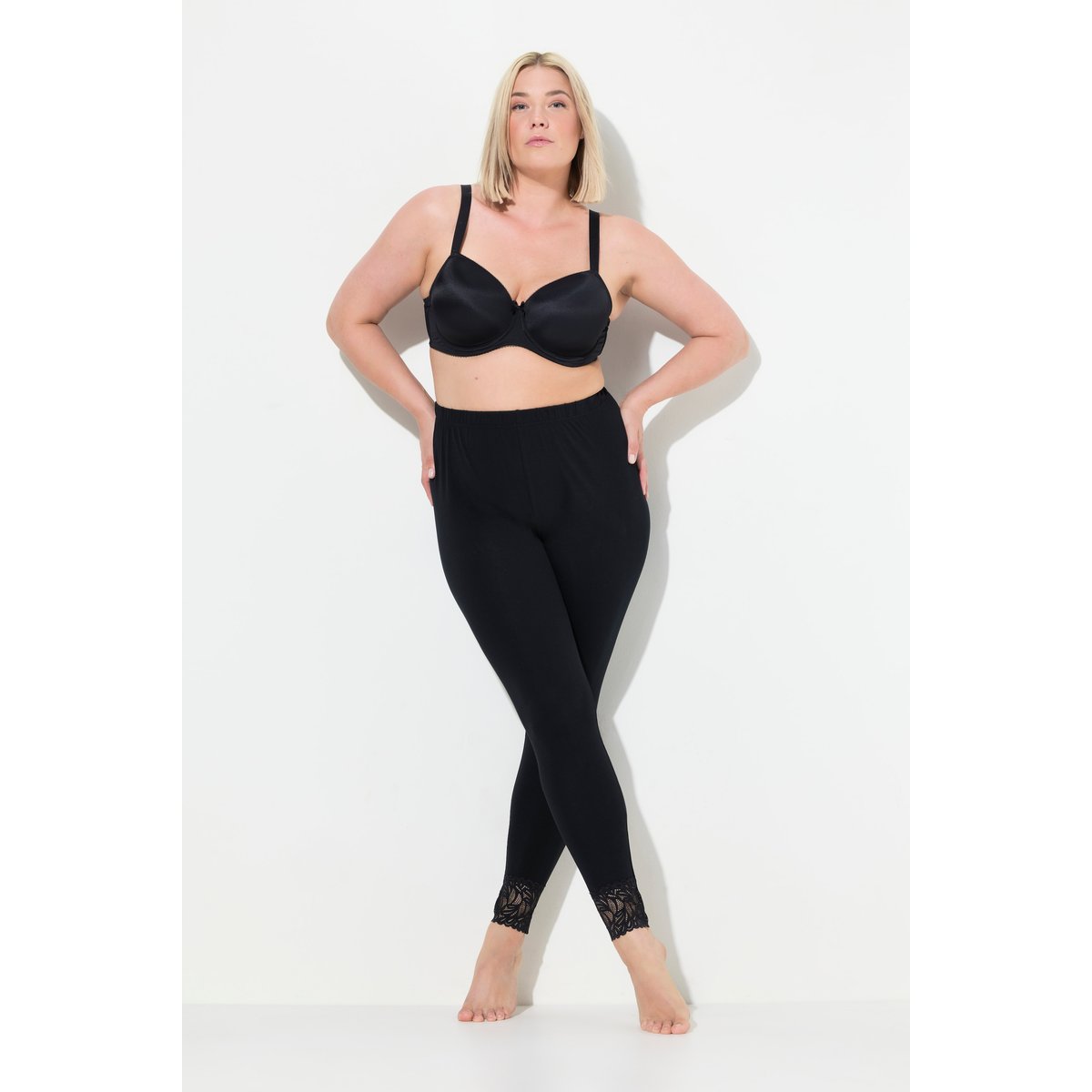Legging, bas de jambe en dentelle noir, ULLA POPKEN