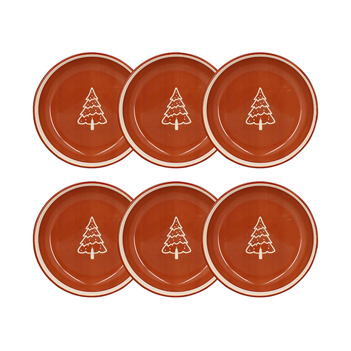 Lot de 6 assiettes creuses 20,5cm en grès, MONTAGNE terracotta, NOVASTYL