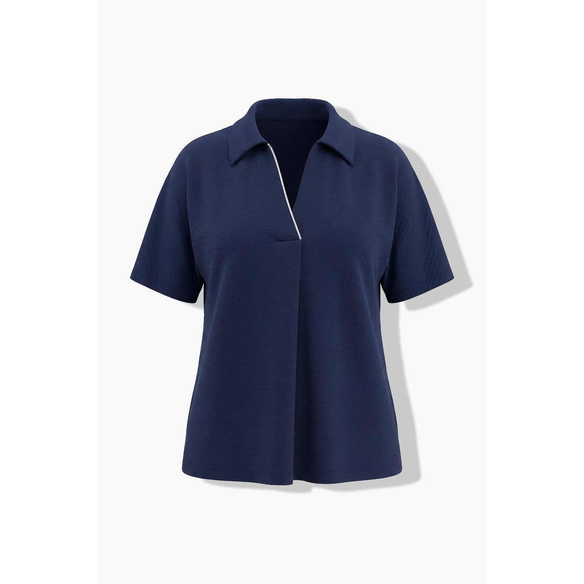T-shirt oversize, liseré fantaisie marine, ULLA POPKEN