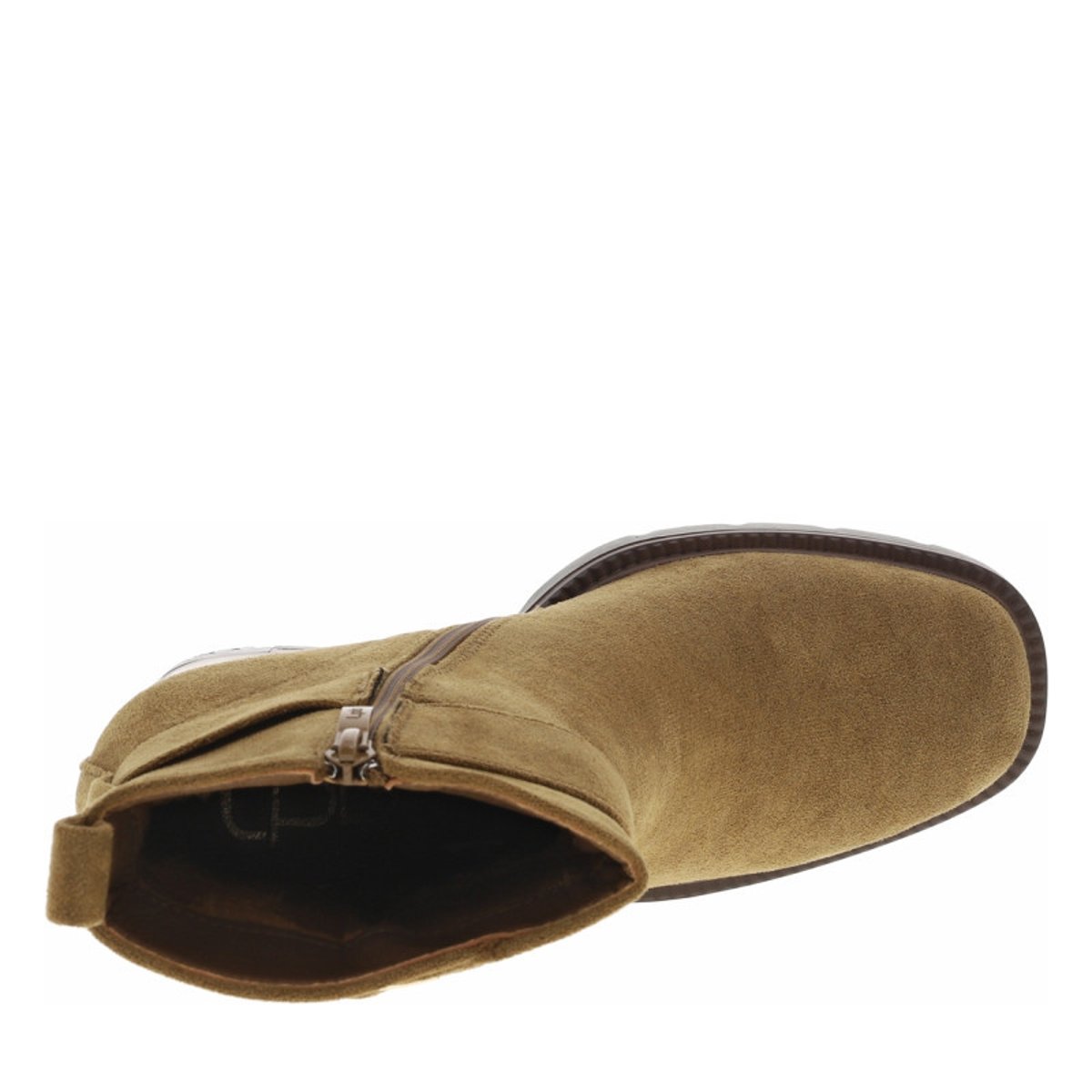 Boots camel à talon décroché haut et à zip avec boucle dorée à ardillon camel, LPB Les P'tites Bombes