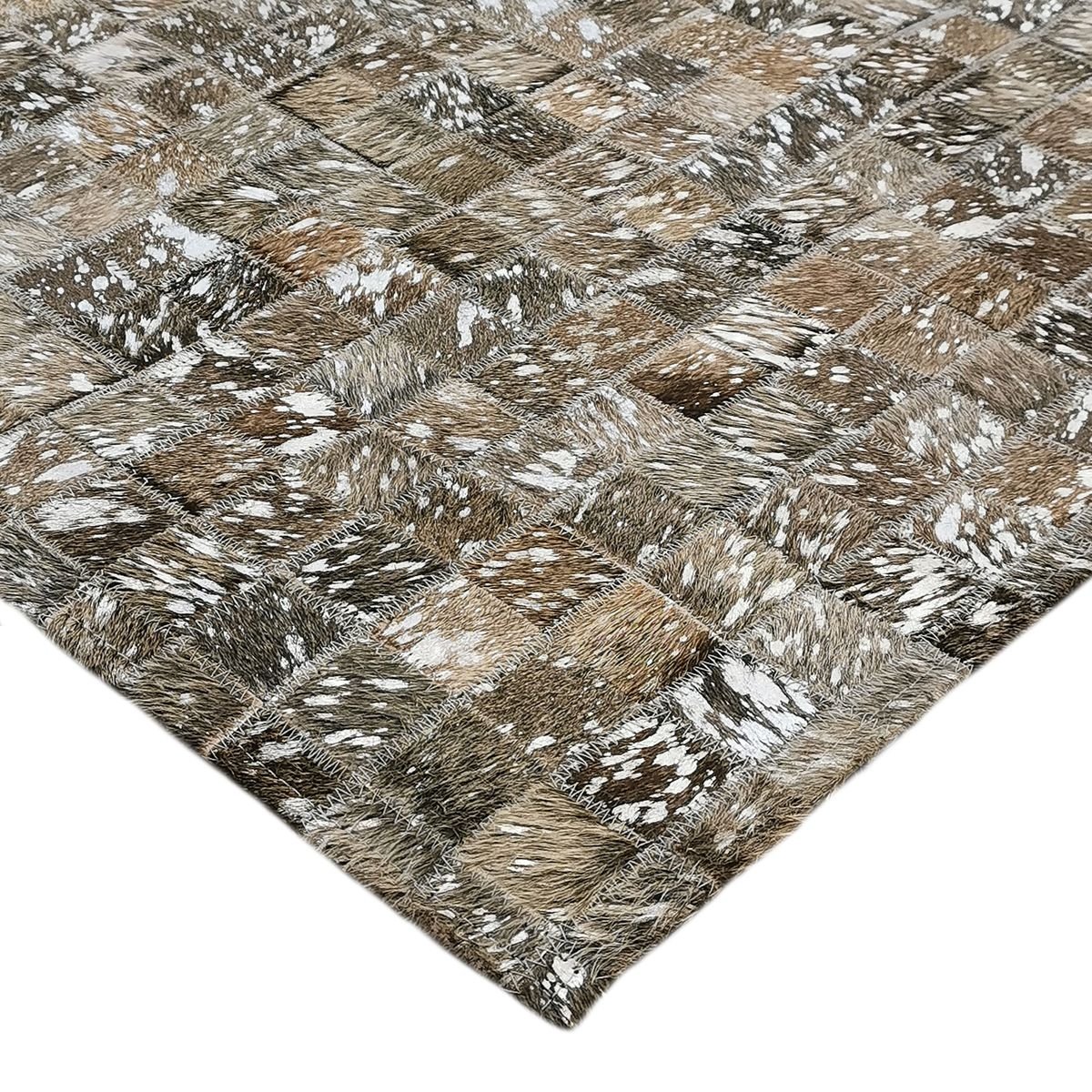 Tapis de salon en cuir recyclé CUIR EXTRA SILVER gris, THE DECO FACTORY