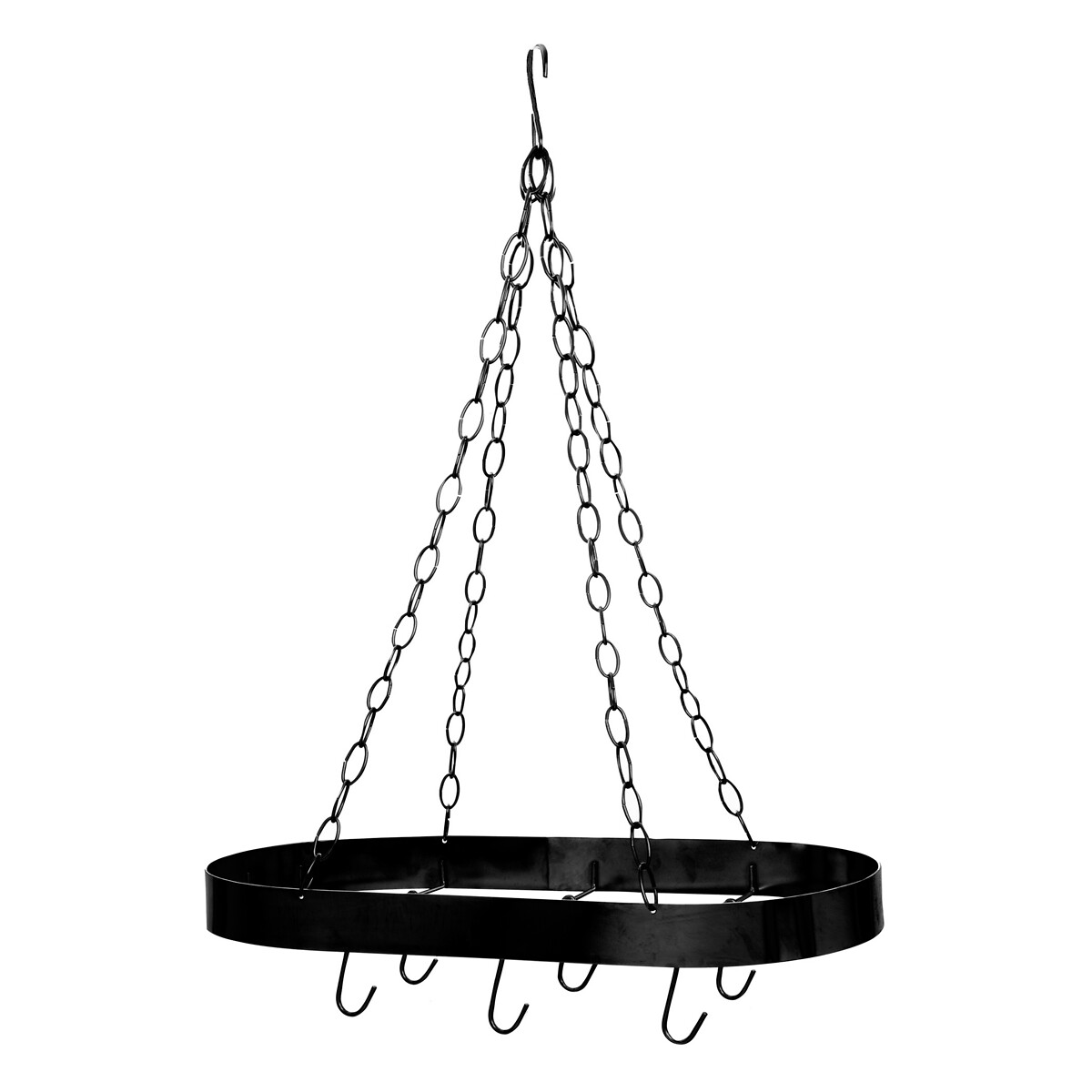 Oval Metal Ceiling Pot Rack in Matte Black black, SO'HOME