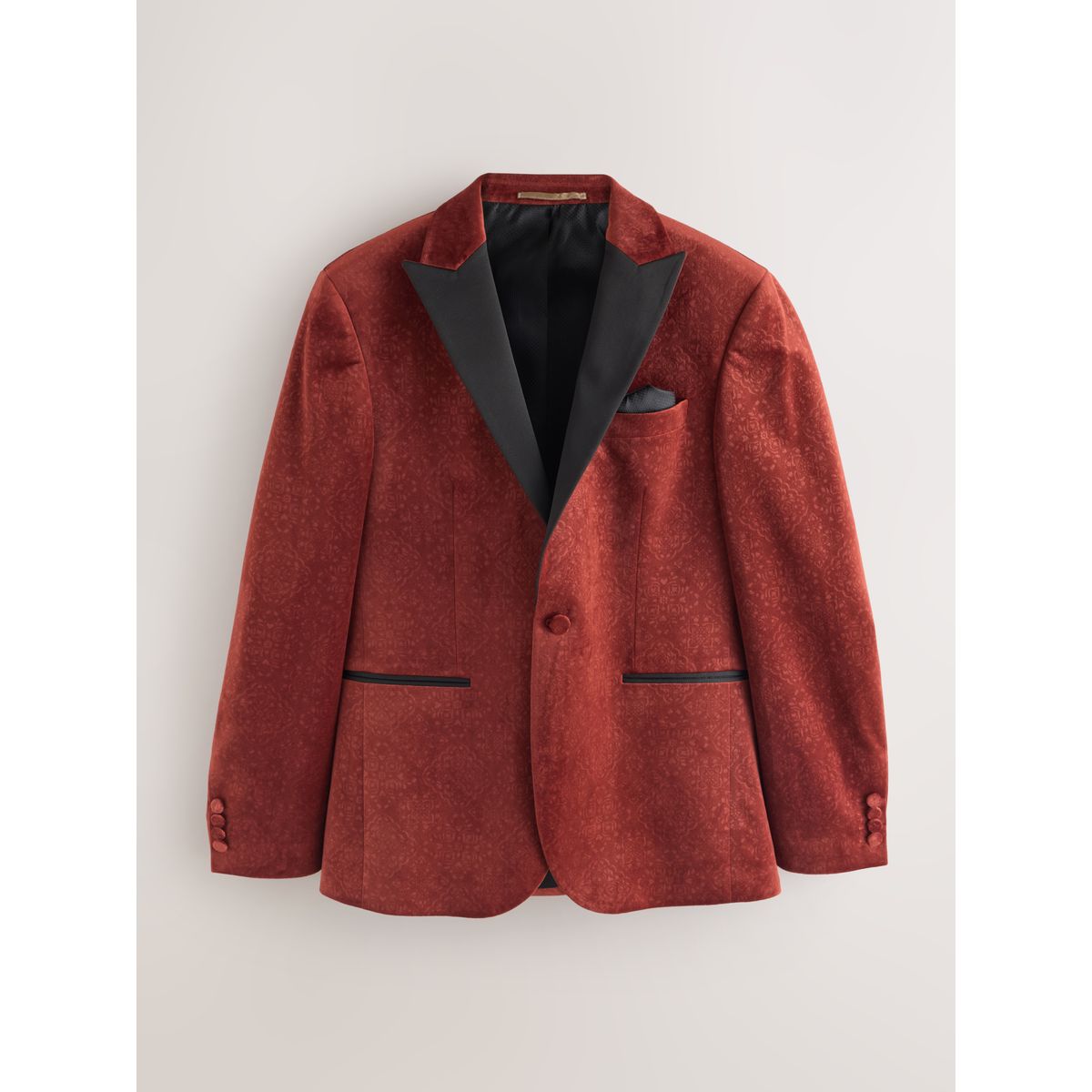Blazer slim en velours avec médaillon embossé marron rouille, NEXT