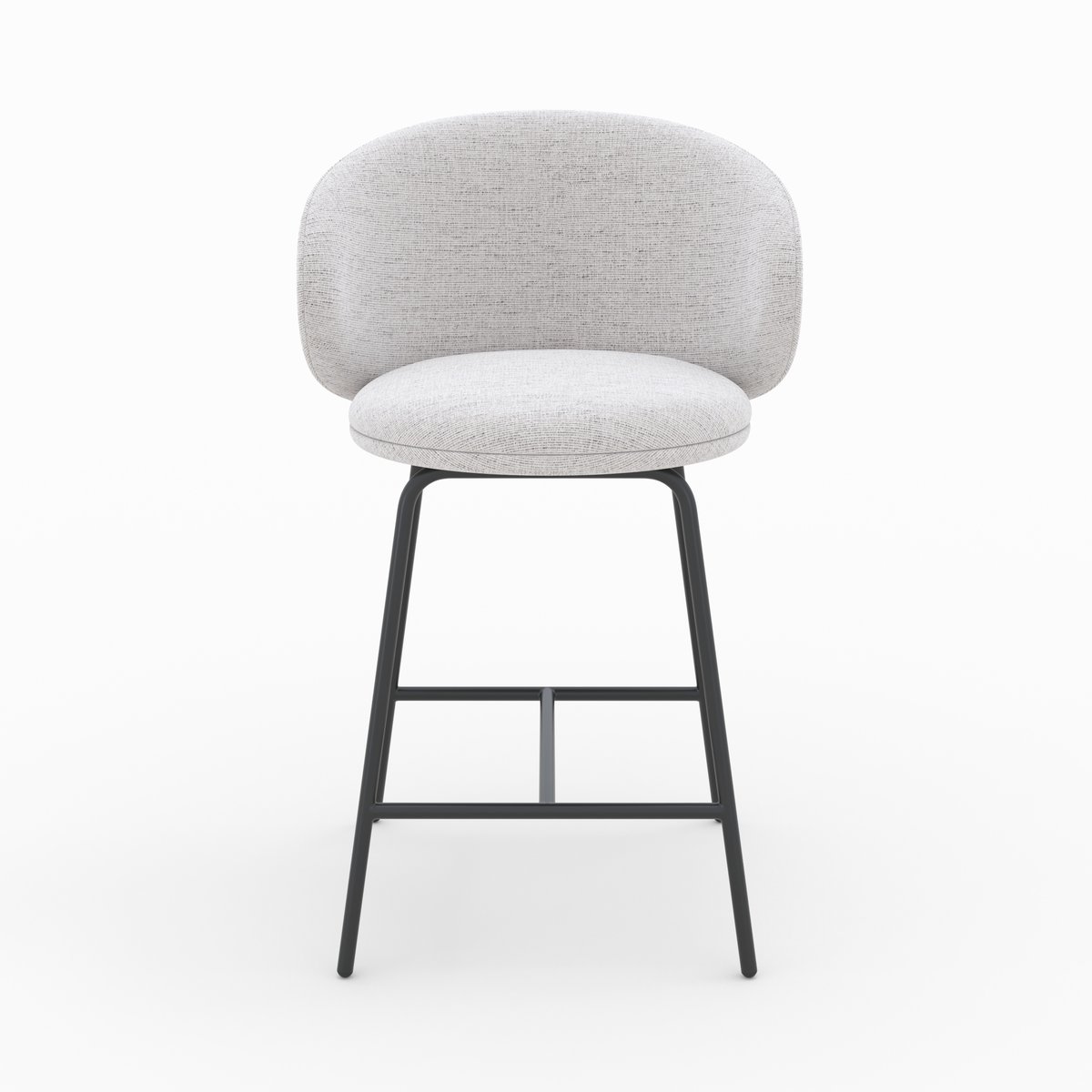 Lot de 2 chaises pour îlot central en tissu 68 cm - CÉCILIA gris clair chiné, MAISON PAVANE