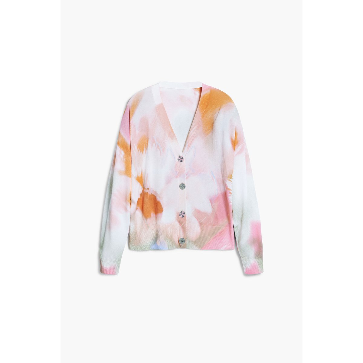 Cardigan à fleurs tie-dye beige, DESIGUAL