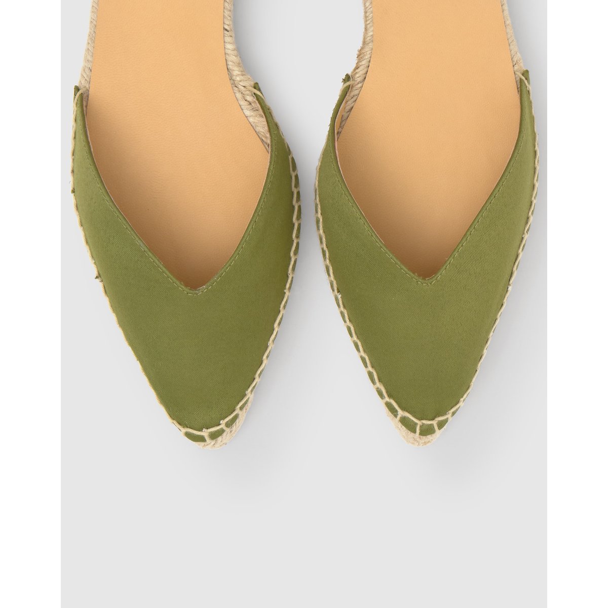 Espadrilles plates en satin à lacets en velours BRAVA PLATFORM vert olive, CASTANER