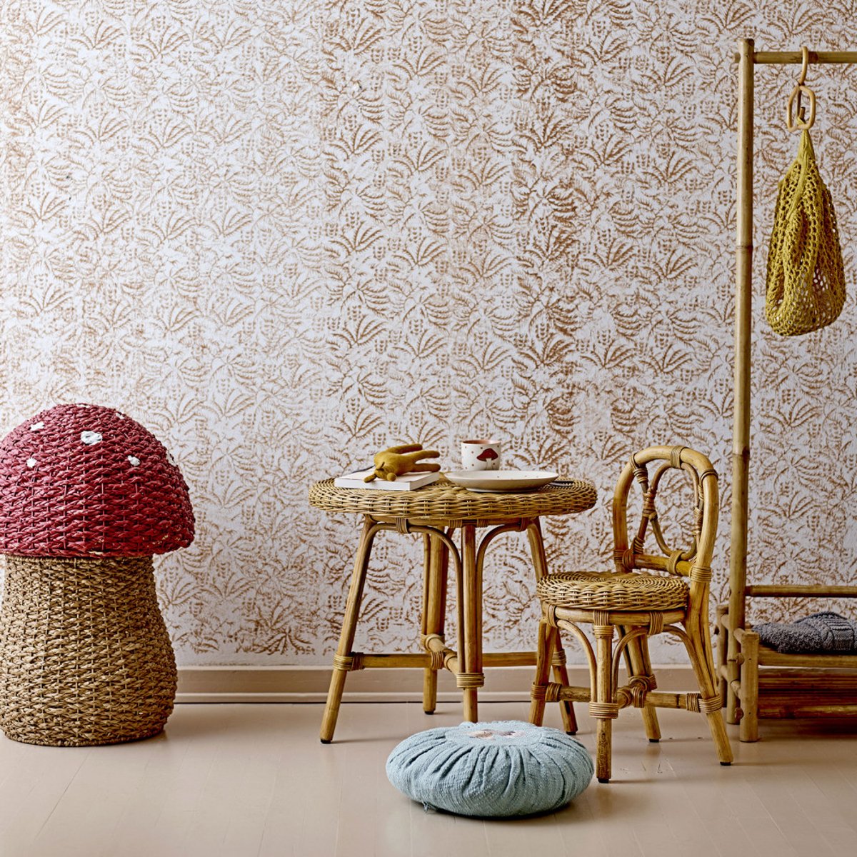 Panier forme champignon en fibre naturelle - Corintha rouge, BLOOMINGVILLE