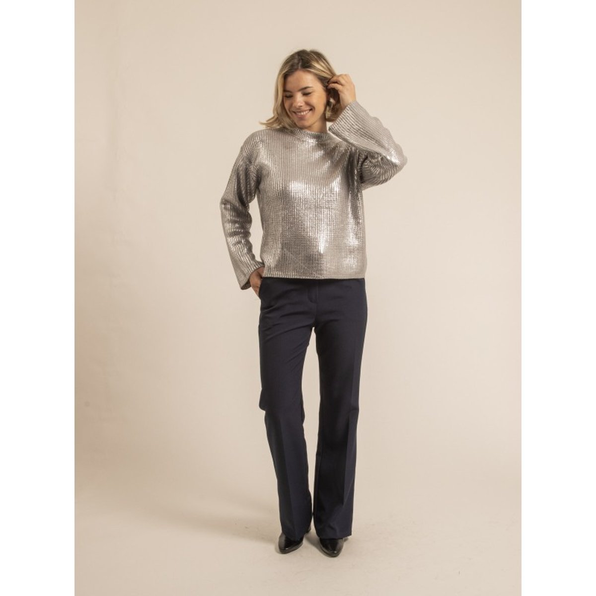 Pull Aspect Métalisé Ketura argent, DONA LISA